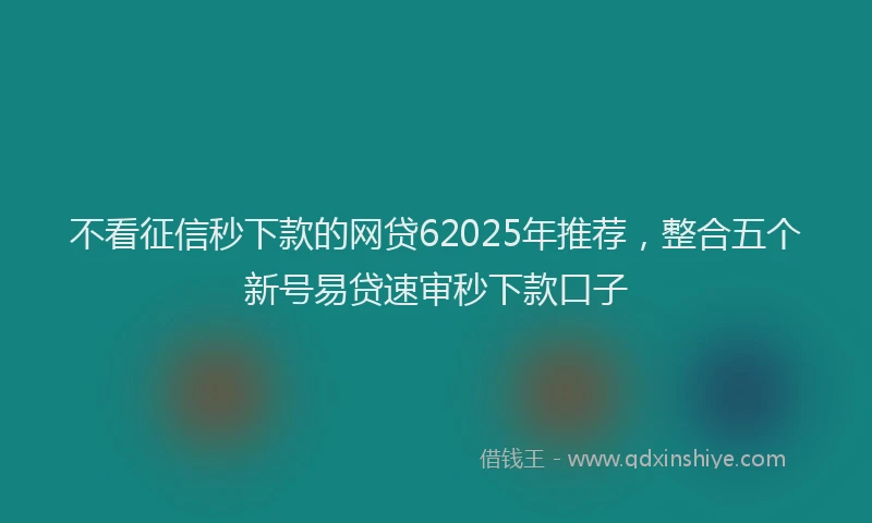 不看征信秒下款的网贷62025年推荐，整合五个新号易贷速审秒下款口子