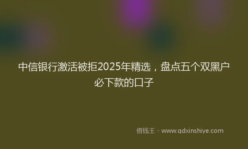 中信银行激活被拒2025年精选，盘点五个双黑户必下款的口子