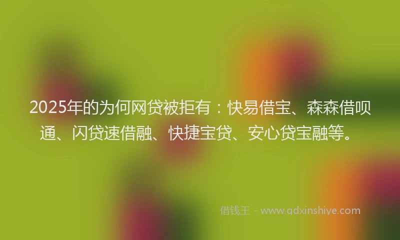2025年的为何网贷被拒有：快易借宝、森森借呗通、闪贷速借融、快捷宝贷、安心贷宝融等。