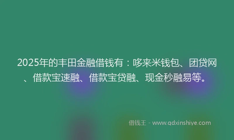 2025年的丰田金融借钱有：哆来米钱包、团贷网、借款宝速融、借款宝贷融、现金秒融易等。