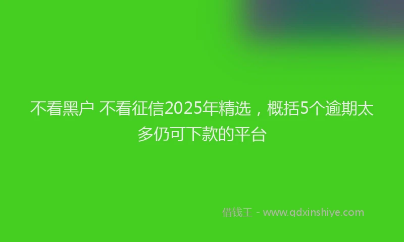 不看黑户 不看征信2025年精选，概括5个逾期太多仍可下款的平台
