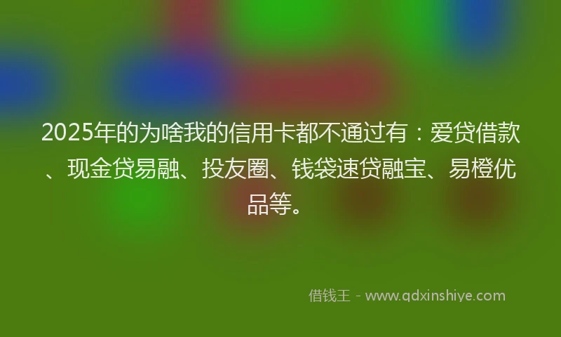 2025年的为啥我的信用卡都不通过有：爱贷借款、现金贷易融、投友圈、钱袋速贷融宝、易橙优品等。
