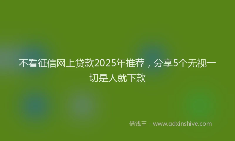 不看征信网上贷款2025年推荐，分享5个无视一切是人就下款