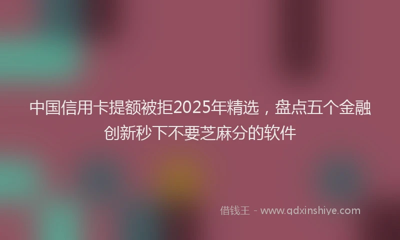 中国信用卡提额被拒2025年精选，盘点五个金融创新秒下不要芝麻分的软件
