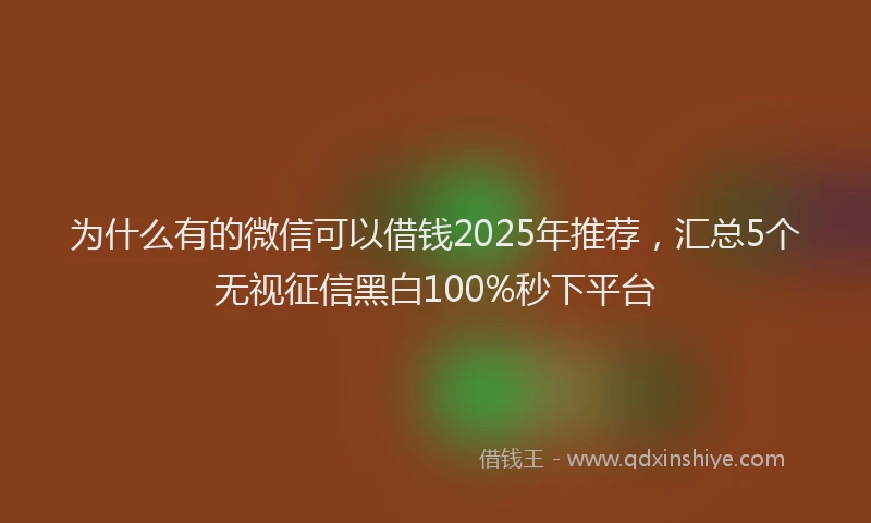 为什么有的微信可以借钱2025年推荐,汇总5个无视征信黑白100%秒下平台