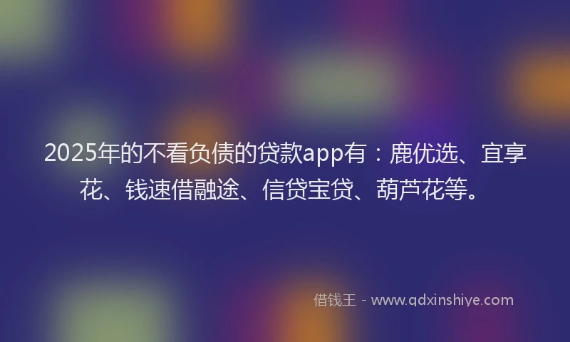 2025年的不看负债的贷款app有：鹿优选、宜享花、钱速借融途、信贷宝贷、葫芦花等。