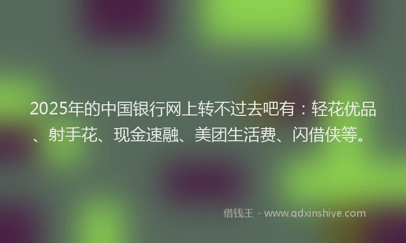 2025年的中国银行网上转不过去吧有：轻花优品、射手花、现金速融、美团生活费、闪借侠等。