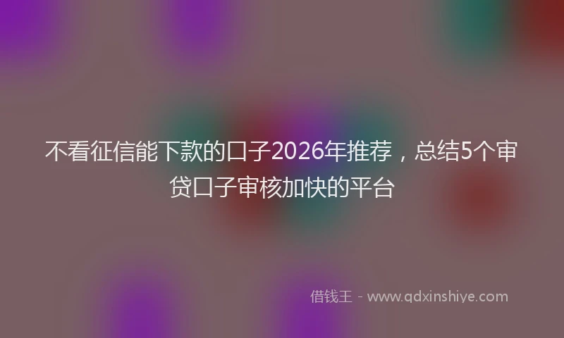 不看征信能下款的口子2026年推荐，总结5个审贷口子审核加快的平台