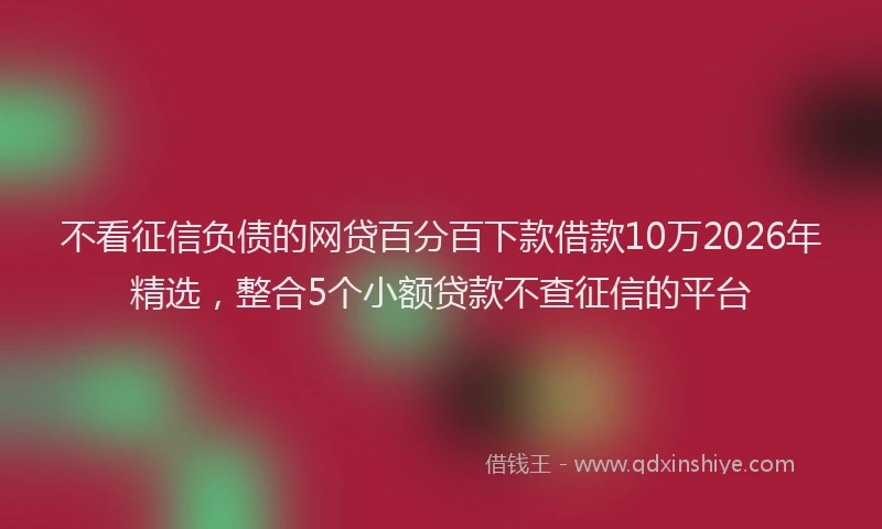 不看征信负债的网贷百分百下款借款10万2026年精选，整合5个小额贷款不查征信的平台