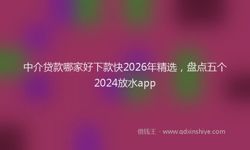 中介贷款哪家好下款快2026年精选，盘点五个2024放水app