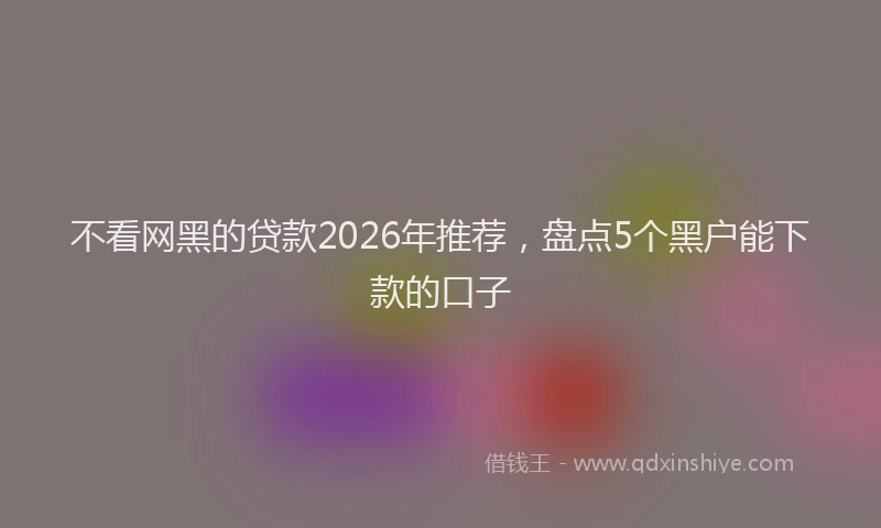不看网黑的贷款2026年推荐，盘点5个黑户能下款的口子