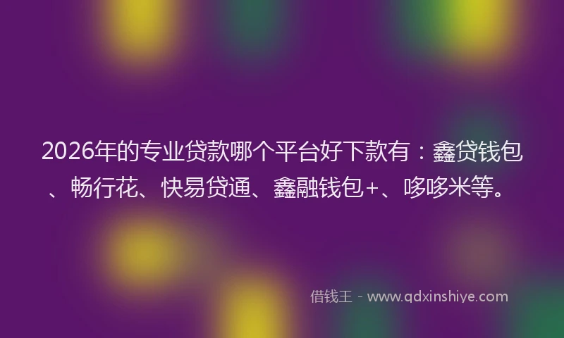 2026年的专业贷款哪个平台好下款有：鑫贷钱包、畅行花、快易贷通、鑫融钱包+、哆哆米等。