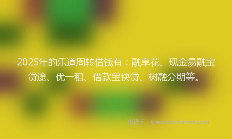2025年的乐道周转借钱有：融享花、现金易融宝贷途、优一租、借款宝快贷、树融分期等。