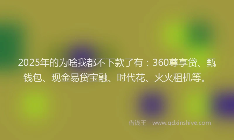 2025年的为啥我都不下款了有:360尊享贷、甄钱包、现金易贷宝融、时代花、火火租机等。