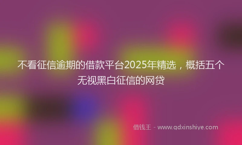 不看征信逾期的借款平台2025年精选，概括五个无视黑白征信的网贷