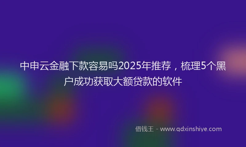 中申云金融下款容易吗2025年推荐,梳理5个黑户成功获取大额贷款的软件