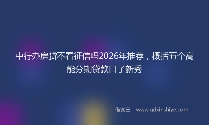中行办房贷不看征信吗2026年推荐，概括五个高能分期贷款口子新秀