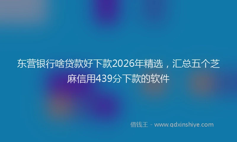 东营银行啥贷款好下款2026年精选，汇总五个芝麻信用439分下款的软件