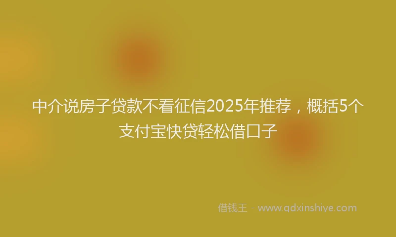 中介说房子贷款不看征信2025年推荐，概括5个支付宝快贷轻松借口子