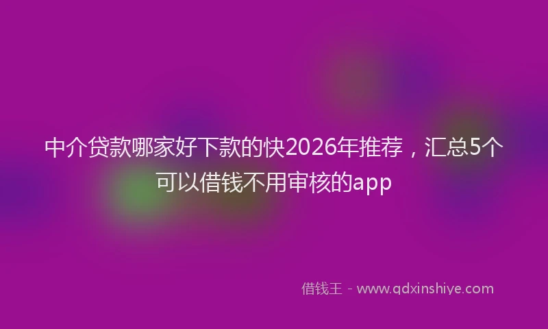 中介贷款哪家好下款的快2026年推荐，汇总5个可以借钱不用审核的app