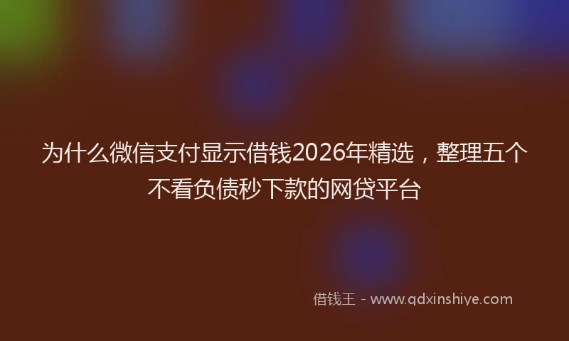 为什么微信支付显示借钱2026年精选，整理五个不看负债秒下款的网贷平台