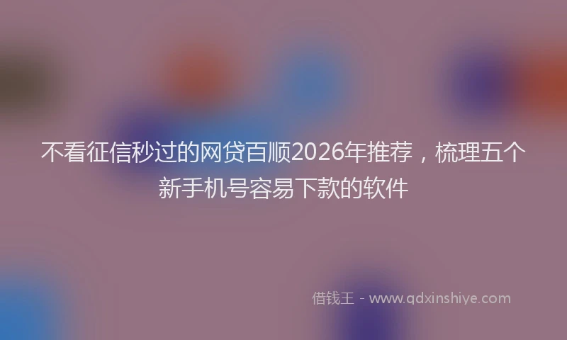 不看征信秒过的网贷百顺2026年推荐，梳理五个新手机号容易下款的软件