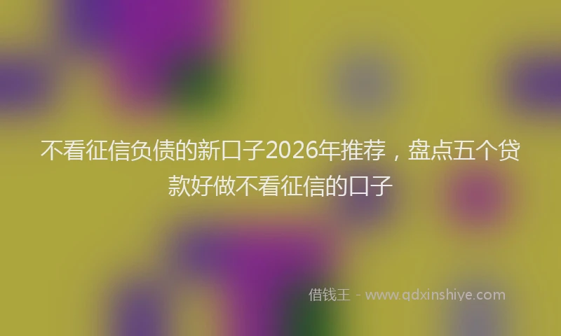 不看征信负债的新口子2026年推荐，盘点五个贷款好做不看征信的口子