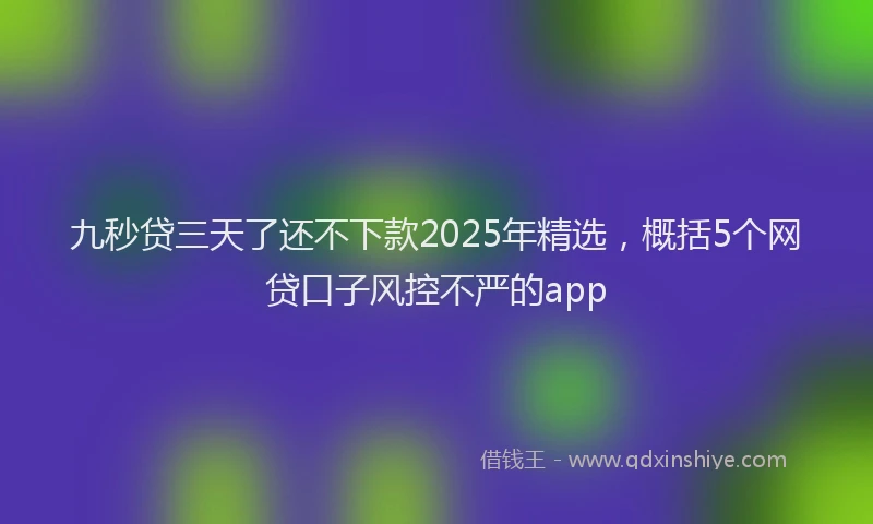九秒贷三天了还不下款2025年精选，概括5个网贷口子风控不严的app