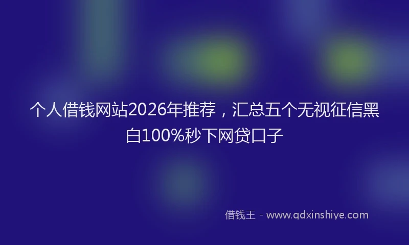 个人借钱网站2026年推荐，汇总五个无视征信黑白100%秒下网贷口子
