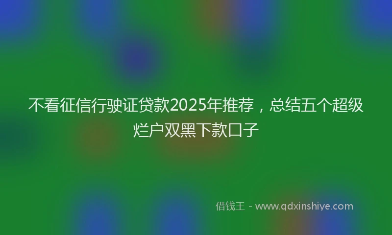 不看征信行驶证贷款2025年推荐，总结五个超级烂户双黑下款口子