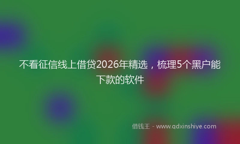 不看征信线上借贷2026年精选，梳理5个黑户能下款的软件