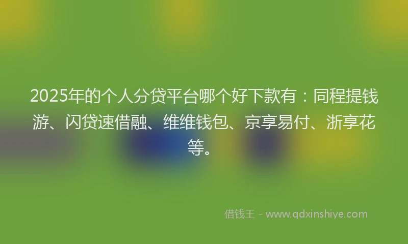 2025年的个人分贷平台哪个好下款有：同程提钱游、闪贷速借融、维维钱包、京享易付、浙享花等。