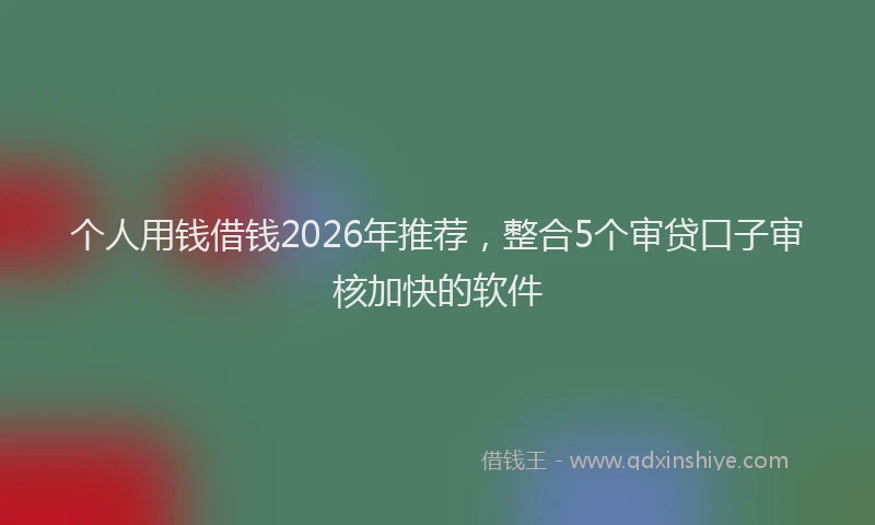 个人用钱借钱2026年推荐，整合5个审贷口子审核加快的软件