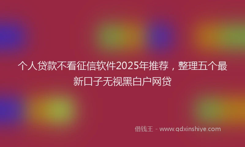 个人贷款不看征信软件2025年推荐,整理五个最新口子无视黑白户网贷