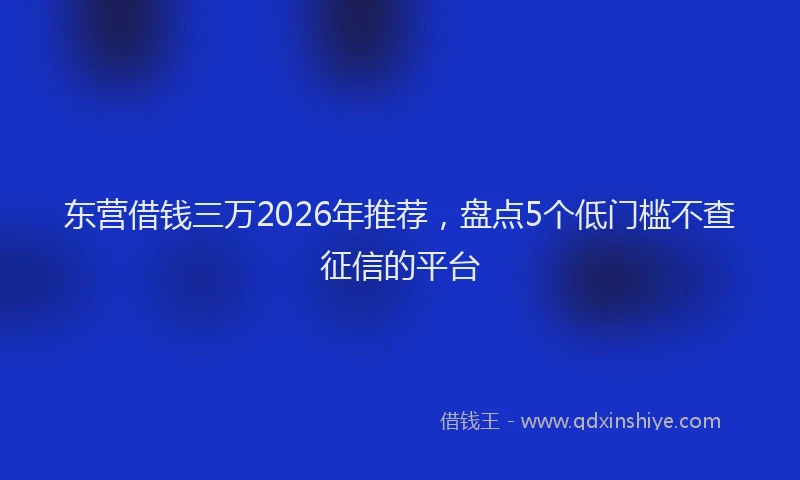 东营借钱三万2026年推荐,盘点5个低门槛不查征信的平台