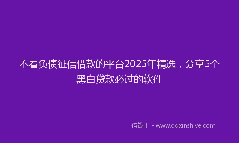 不看负债征信借款的平台2025年精选，分享5个黑白贷款必过的软件
