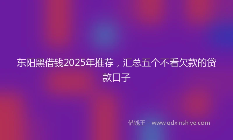 东阳黑借钱2025年推荐,汇总五个不看欠款的贷款口子