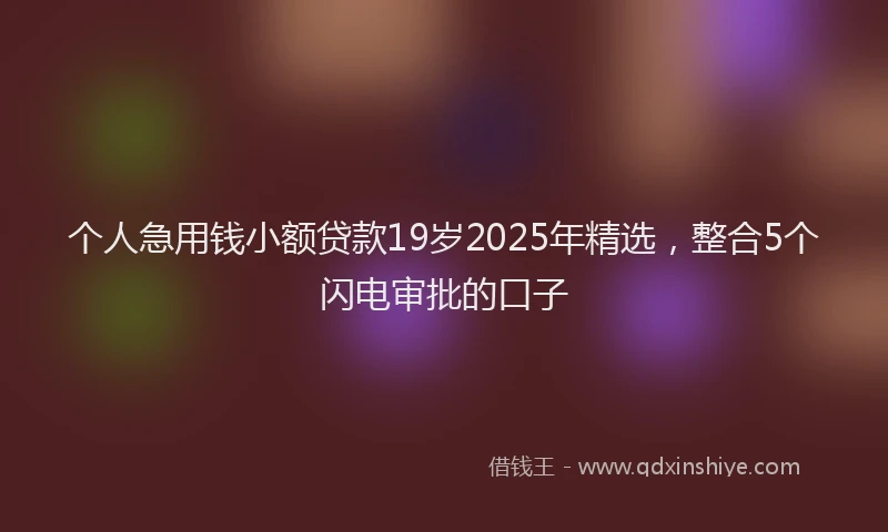 个人急用钱小额贷款19岁2025年精选，整合5个闪电审批的口子