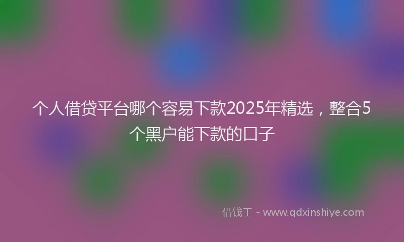 个人借贷平台哪个容易下款2025年精选，整合5个黑户能下款的口子