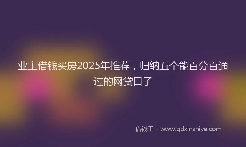 业主借钱买房2025年推荐，归纳五个能百分百通过的网贷口子