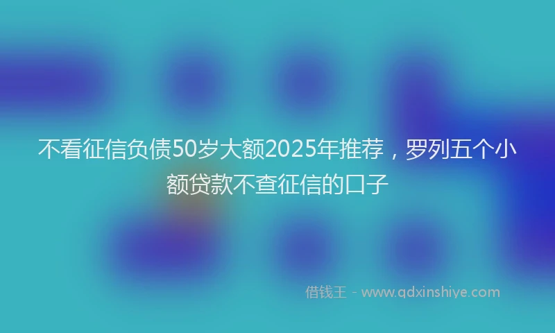 不看征信负债50岁大额2025年推荐,罗列五个小额贷款不查征信的口子