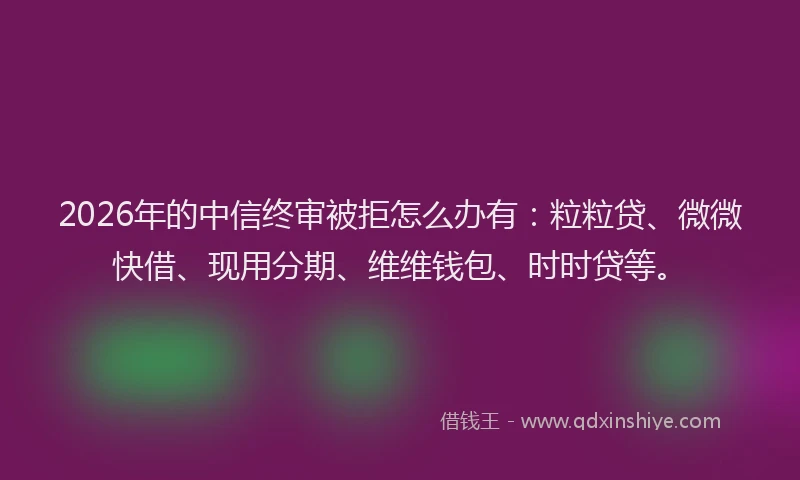 2026年的中信终审被拒怎么办有：粒粒贷、微微快借、现用分期、维维钱包、时时贷等。