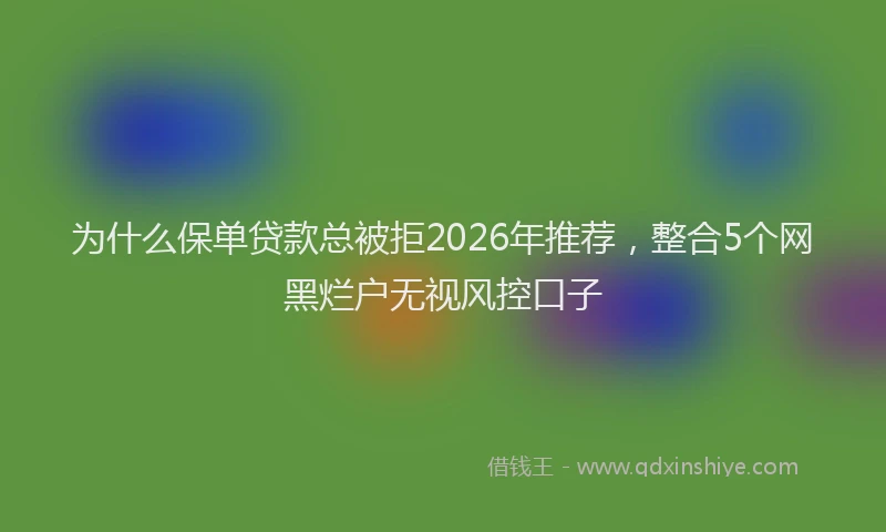 为什么保单贷款总被拒2026年推荐,整合5个网黑烂户无视风控口子