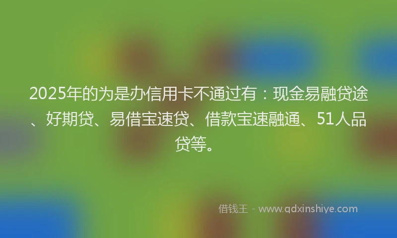 2025年的为是办信用卡不通过有：现金易融贷途、好期贷、易借宝速贷、借款宝速融通、51人品贷等。