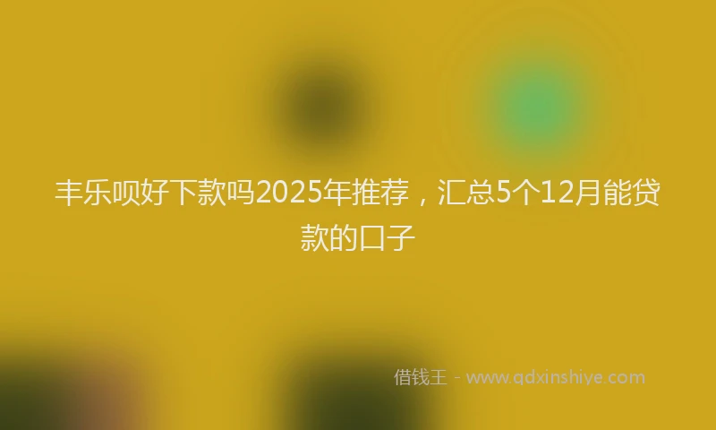 丰乐呗好下款吗2025年推荐，汇总5个12月能贷款的口子