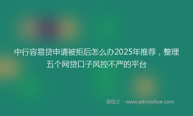中行容易贷申请被拒后怎么办2025年推荐，整理五个网贷口子风控不严的平台