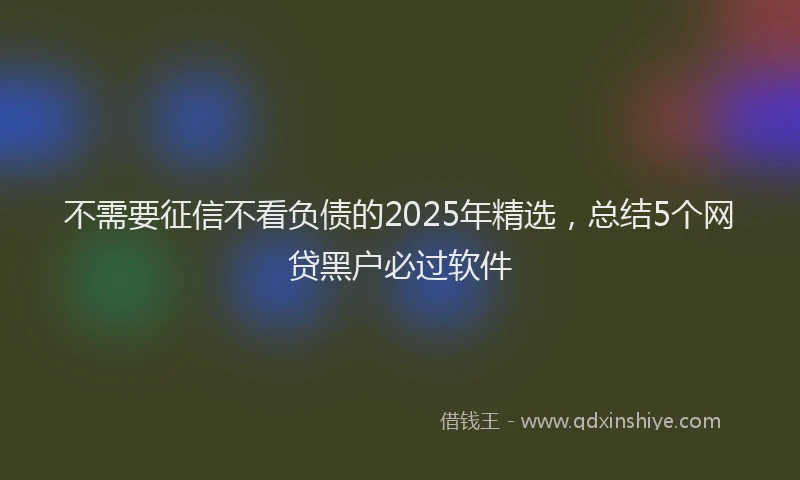不需要征信不看负债的2025年精选，总结5个网贷黑户必过软件