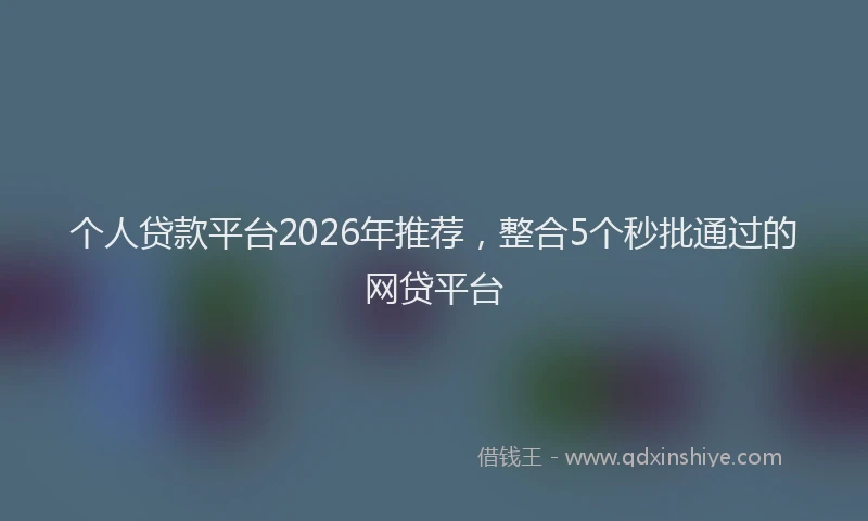 个人贷款平台2026年推荐，整合5个秒批通过的网贷平台