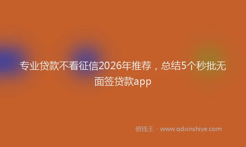 专业贷款不看征信2026年推荐，总结5个秒批无面签贷款app