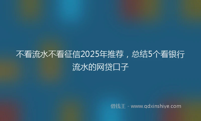 不看流水不看征信2025年推荐，总结5个看银行流水的网贷口子